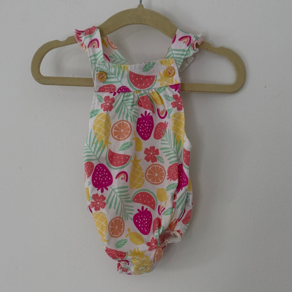 Duck Duck Goose Colorful Fruits Print Newborn Baby Summer Sleeveless Romper 0-3m